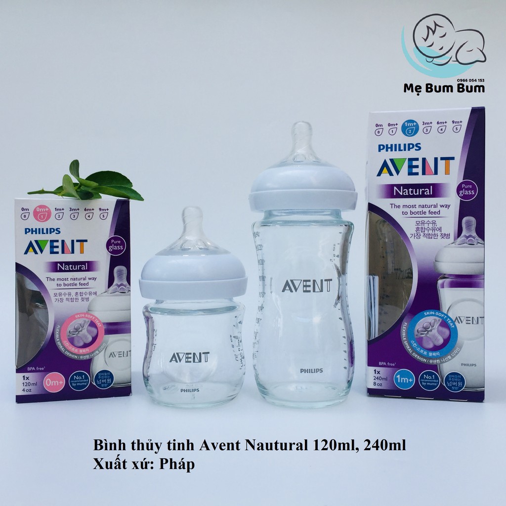 Bình Sữa Thủy Tinh Avent Natural 120-240 ml