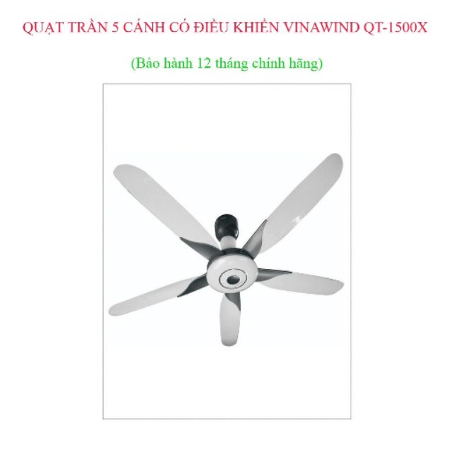 Quạt trần Điện Cơ Thống Nhất Vinawind 5 cánh có điều Khiển QT1500X | BigBuy360 - bigbuy360.vn