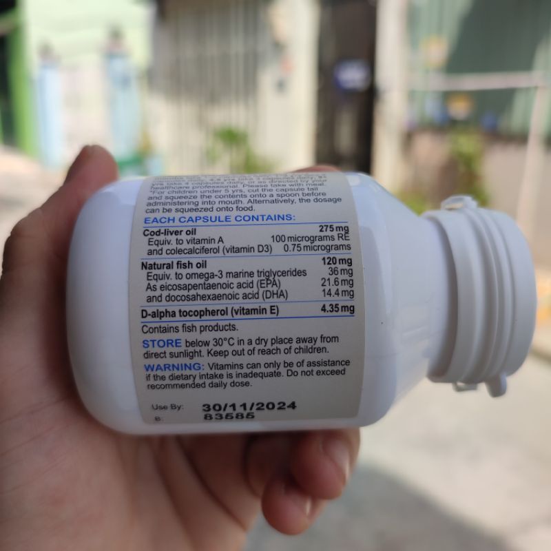 Tinh dầu gan cá tuyết Cod Liver Fish Oil Bio Island giàu DHA hộp 90 viên