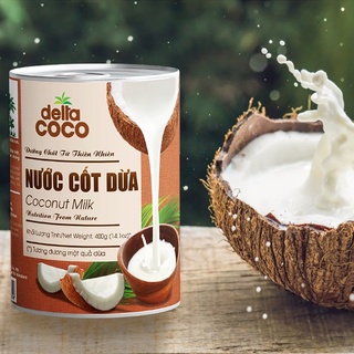 Nước cốt dừa ít béo Delta Coco lon 400ml - Đặc sản Bến Tre