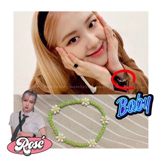 Vòng tay Hạt Cườm Hoa Daisy Handmade Vòng tay Rosé BlackPink xỏ hạt nhựa dây cước co giãn MADEBYLEE
