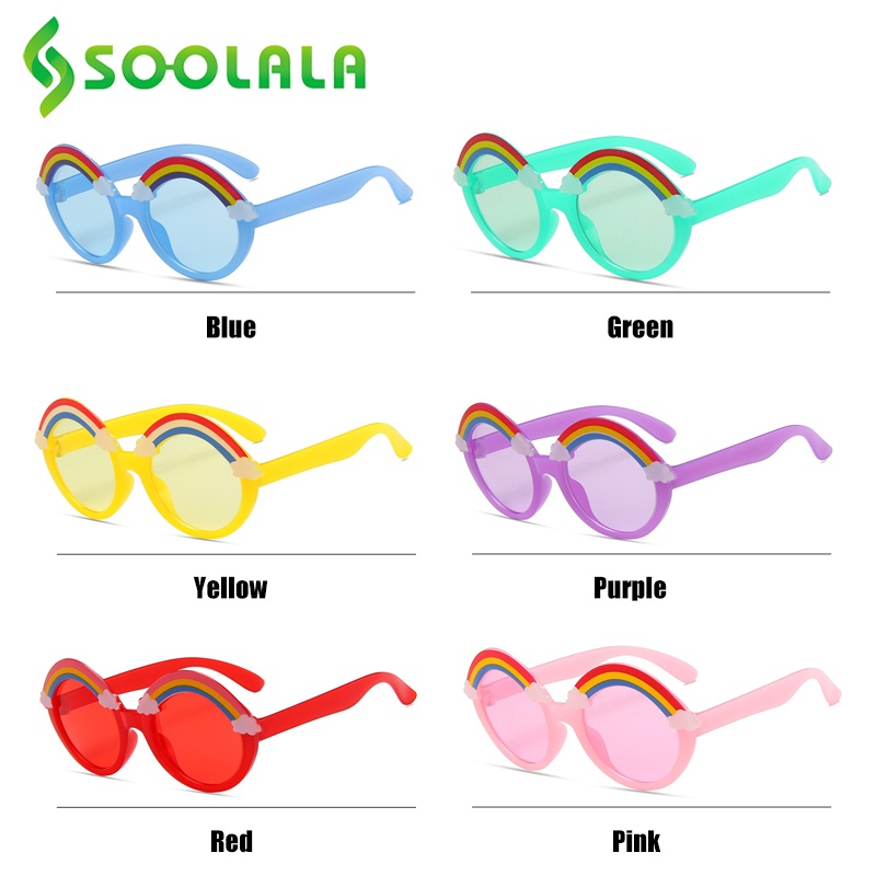 Kính Râm SOOLALA Gọng Tròn Trang Trí Hình Cầu Vồng Nhiều Màu Tùy Chọn Bảo Vệ Mắt Cho Bé Trai Và Bé Gái