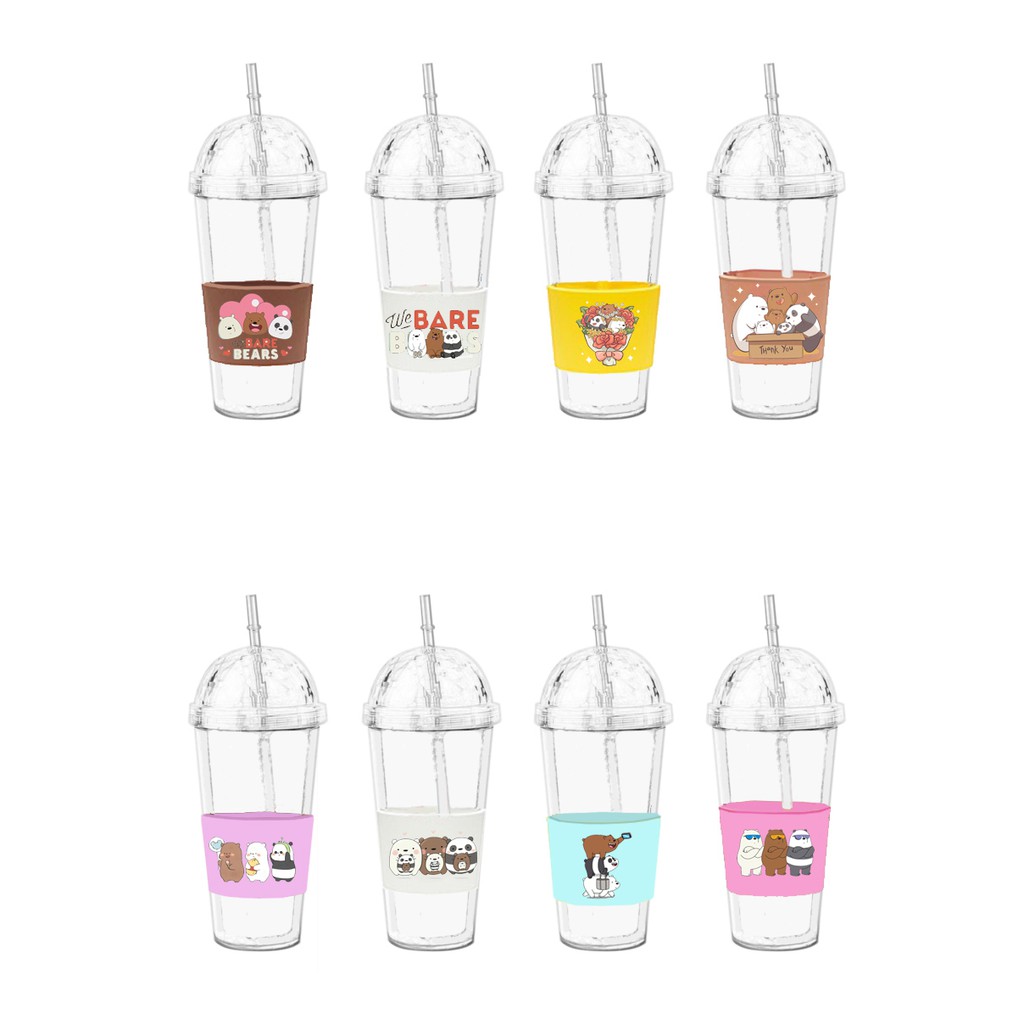 Cốc 2 lớp Ba anh em gấu C2DI3 cốc giữ nhiệt ly bare bear  2 lớp pu cốc làm lạnh dễ thương 500ml