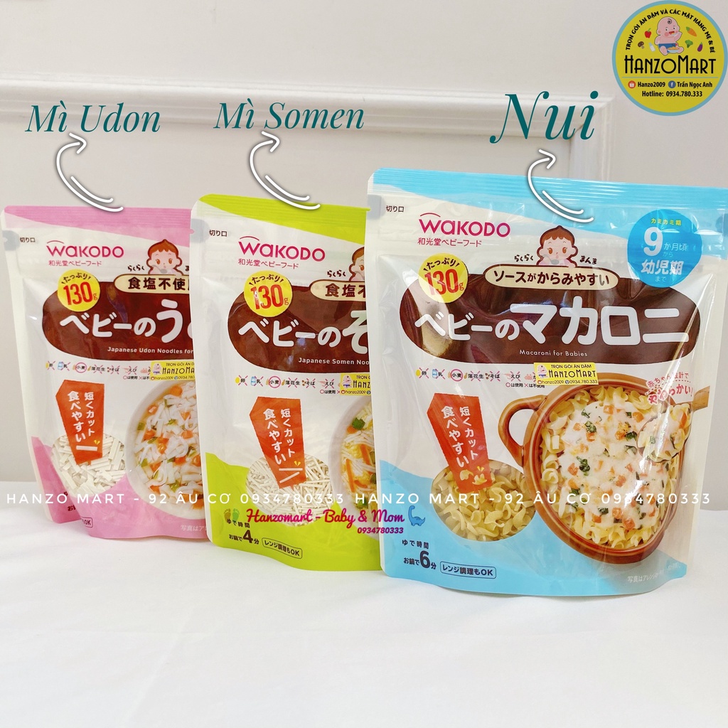 Mì somen cho bé Wakodo / udon / nui hữu cơ cho bé tách muối Nhật Bản