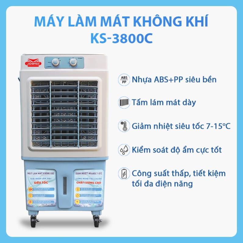 Máy làm mát không khí KS-3800C quạt hơi nước -quạt điều hòa -làm lạnh-35 Lít