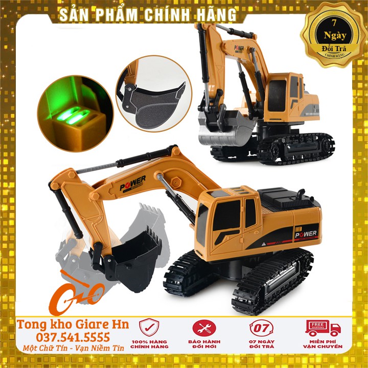 Xe cuốc điều khiển từ xa, Xe múc điều khiển đa chức năng 8 kênh - pin sạc - chất liệu hợp kim, tỉ lệ 1:24