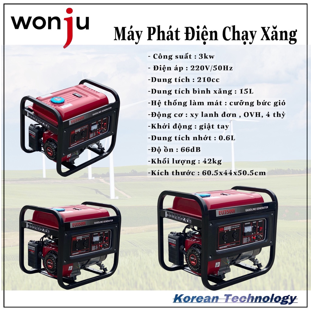 Máy Phát Điện Chạy Xăng Wonju EU3500i