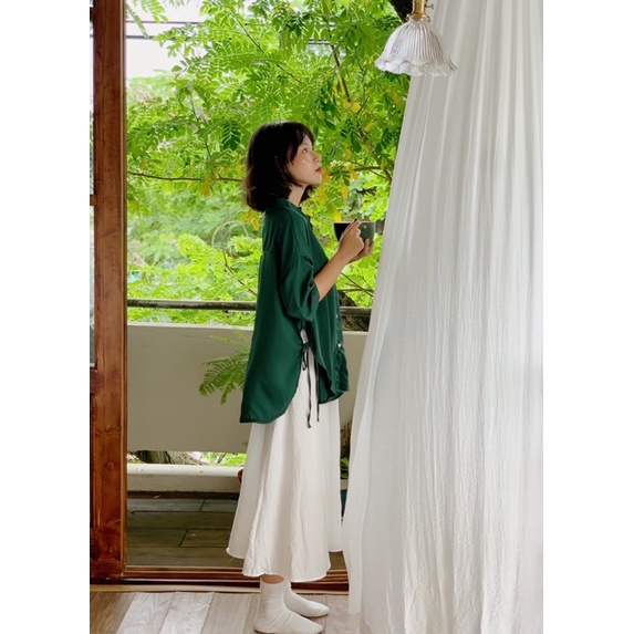 ÁO SƠ MI LỤA THẮT DÂY EO (ảnh thật/sẵn)