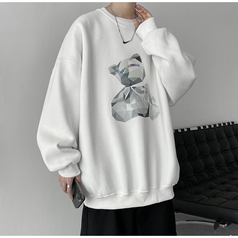Áo Sweater Gấu lập thể Tay Bồng, Chất Nỉ Bông Dày Dặn Không Bai, Không Xù Form Rộng, Bigsize M-3XL