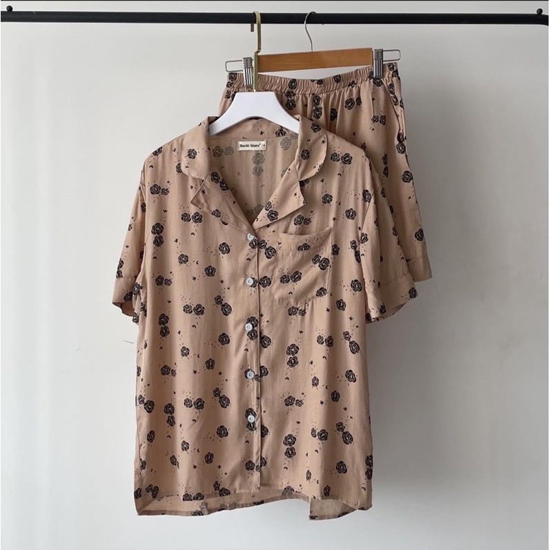 Bộ cộc lanh mặc nhà cực mát, form rộng