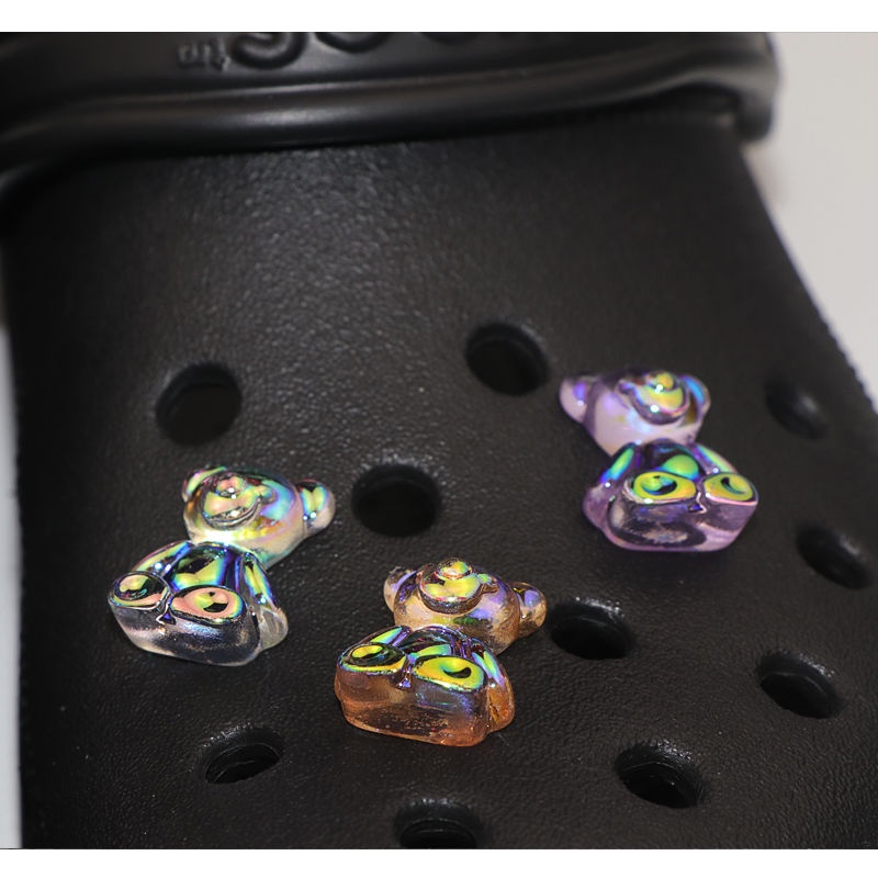 Sticker crocs Shoe Decoration for crocs đế caoSet 7 Phụ Kiện Khóa Giày Trong Suốt Hình Chú Gấu Nhiều Màu Sắc DIY