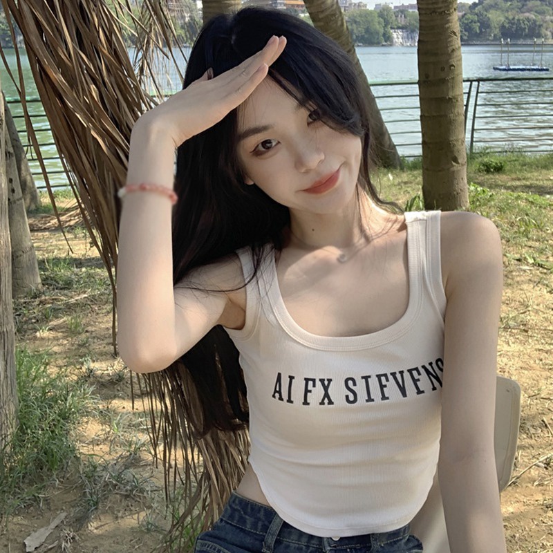Áo Tank Top Sát Nách In Chữ Thiết Kế Siêu Nhẹ Thời Trang Cá Tính Cho Nữ