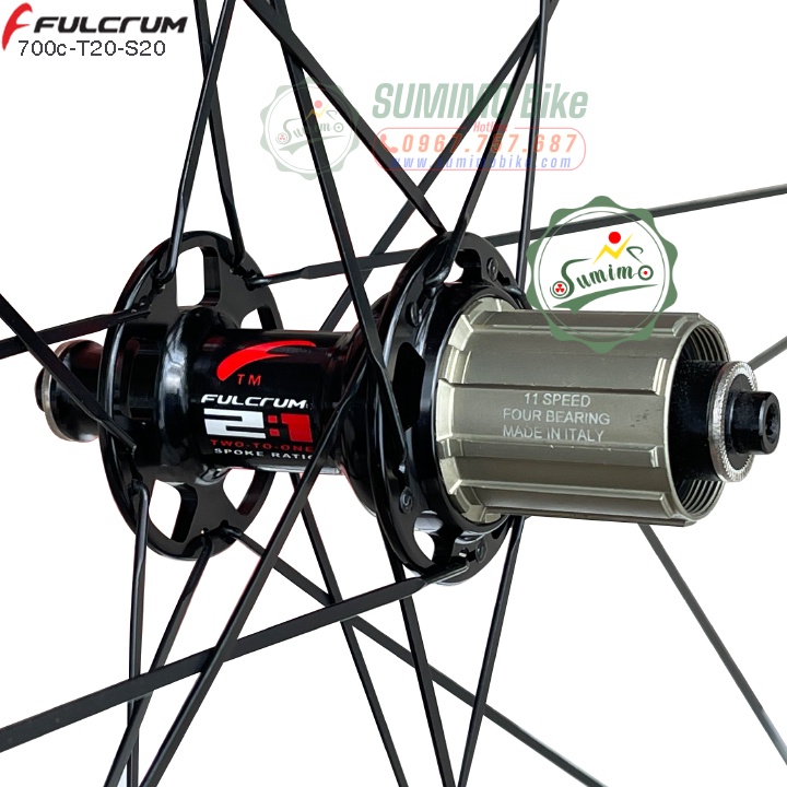 Bánh bộ FULCRUM Racing Quattro LG 622x15x30 T20/S20 căm - Đùm líp thả 11 Speed - Thắng càng - Made in Italya