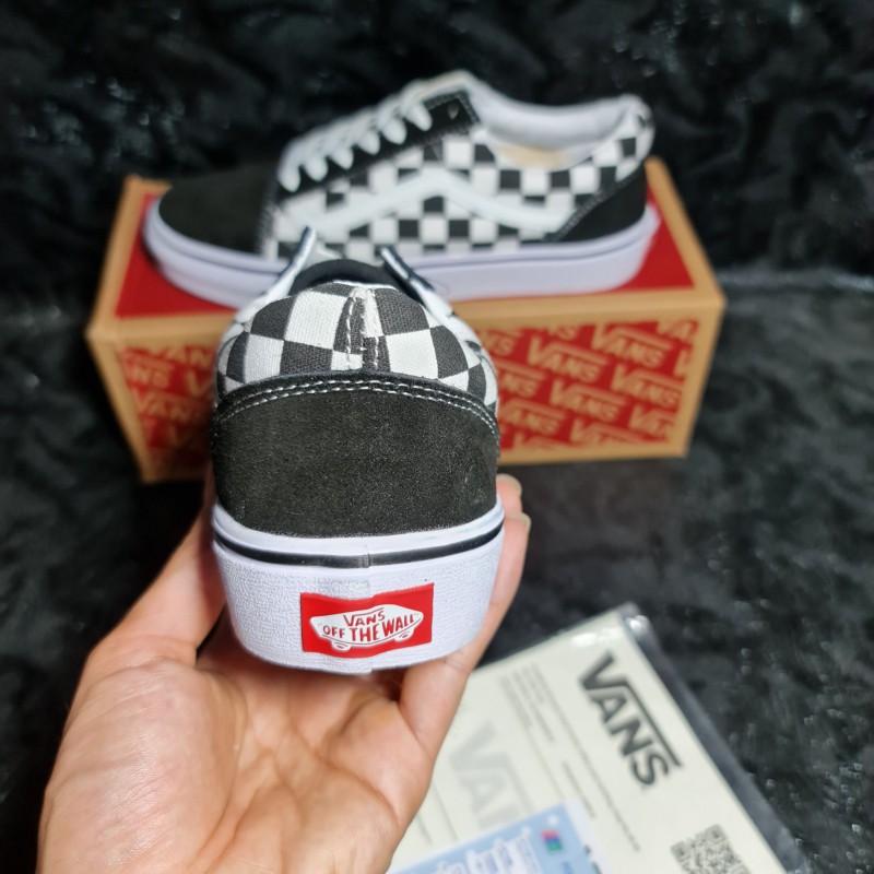 Giày Vans Caro Nam Nữ Đen Trắng Old Skool Checkerboard Black White