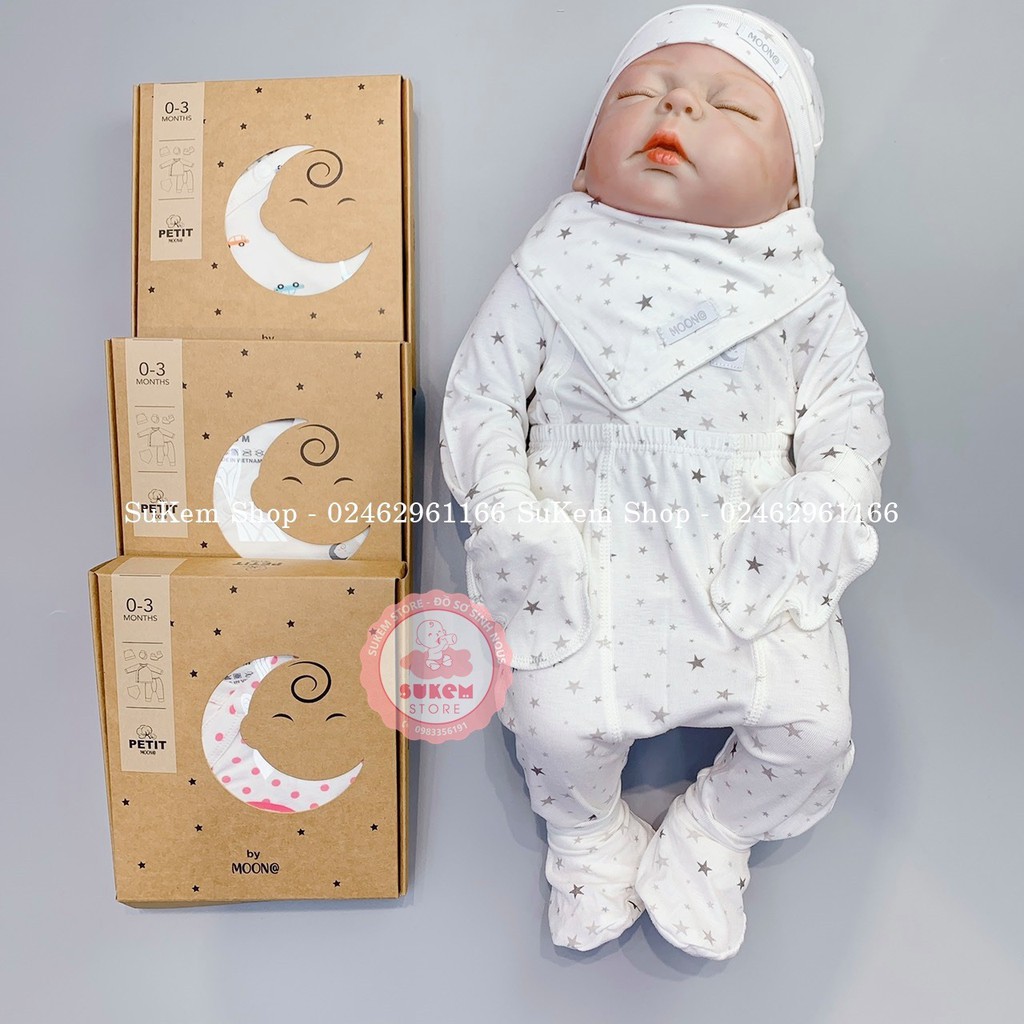 Set Bộ Rời Sơ Sinh Moon Petit Siêu Mềm, Thoáng Cho Bé Sơ Sinh 0-3m