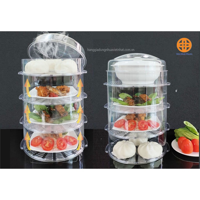 Lồng Bàn Đậy Thức Ăn, Lồng Bàn Giữ Nhiệt Đa Tầng Bằng Nhựa Cao Cấp 5 TẦNG