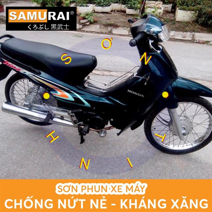 Sơn xịt Samurai màu xanh nhớt Wave. H612*