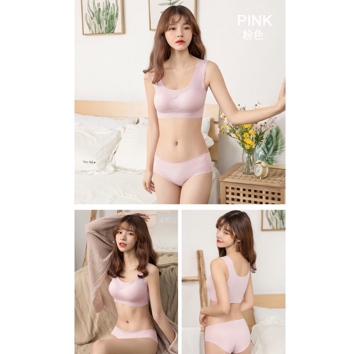 Áo Ngực Thể Thao Một Mảnh Không Gọng Không Đường May Vải Lụa Mát Phong Cách Nhật Bản