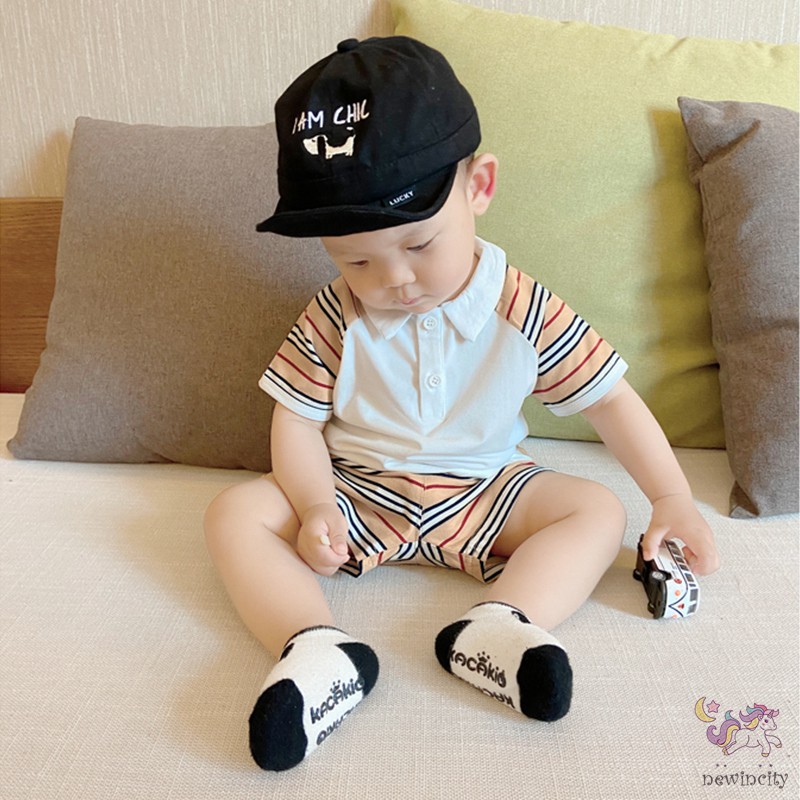 Set Áo Thun Kẻ Sọc + Quần Short Đáng Yêu Cho Bé Trai