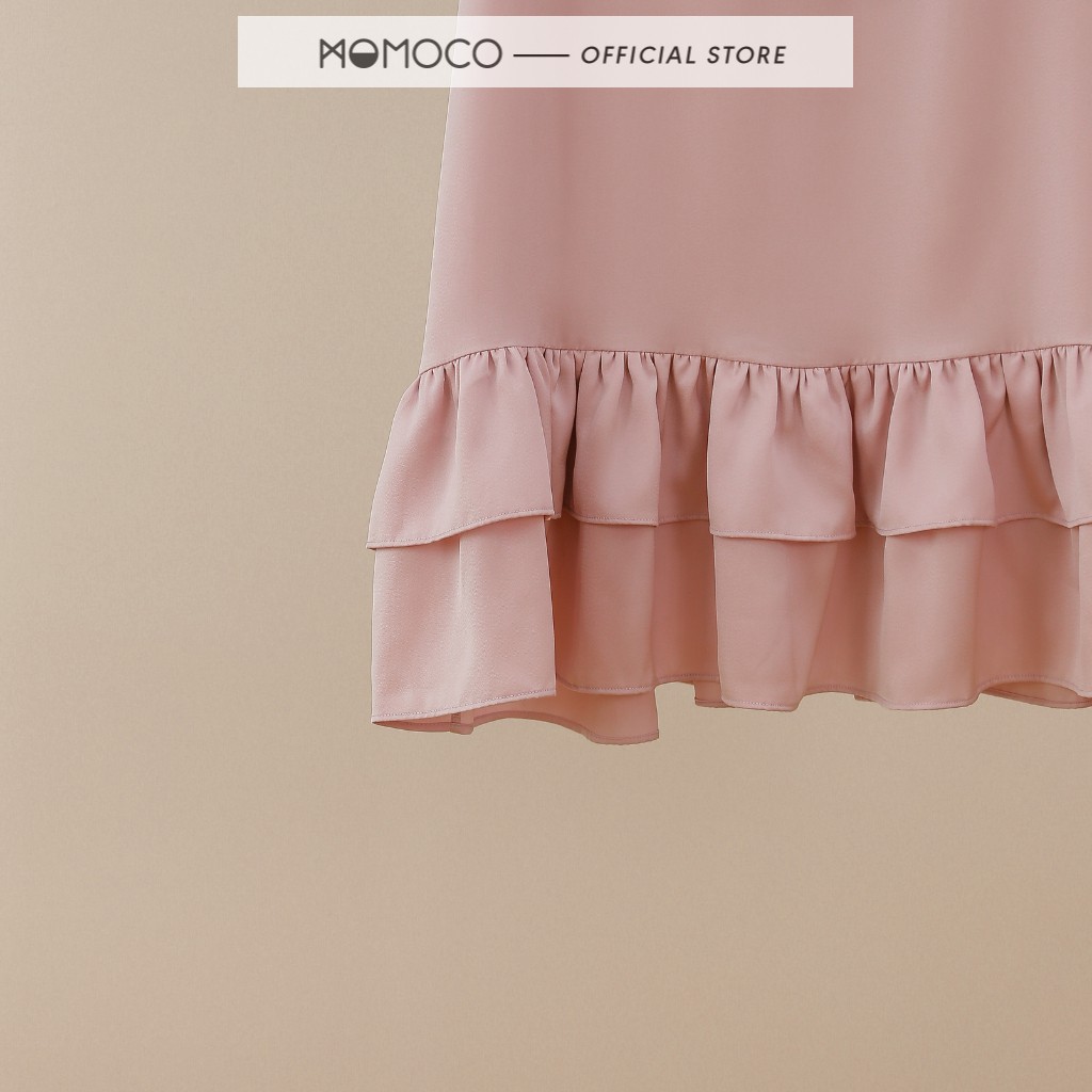 Váy Dáng Suông chữ A MOMOCO Ruffle Dress Đuôi Cá Cổ Nơ Khoét Nách M2782