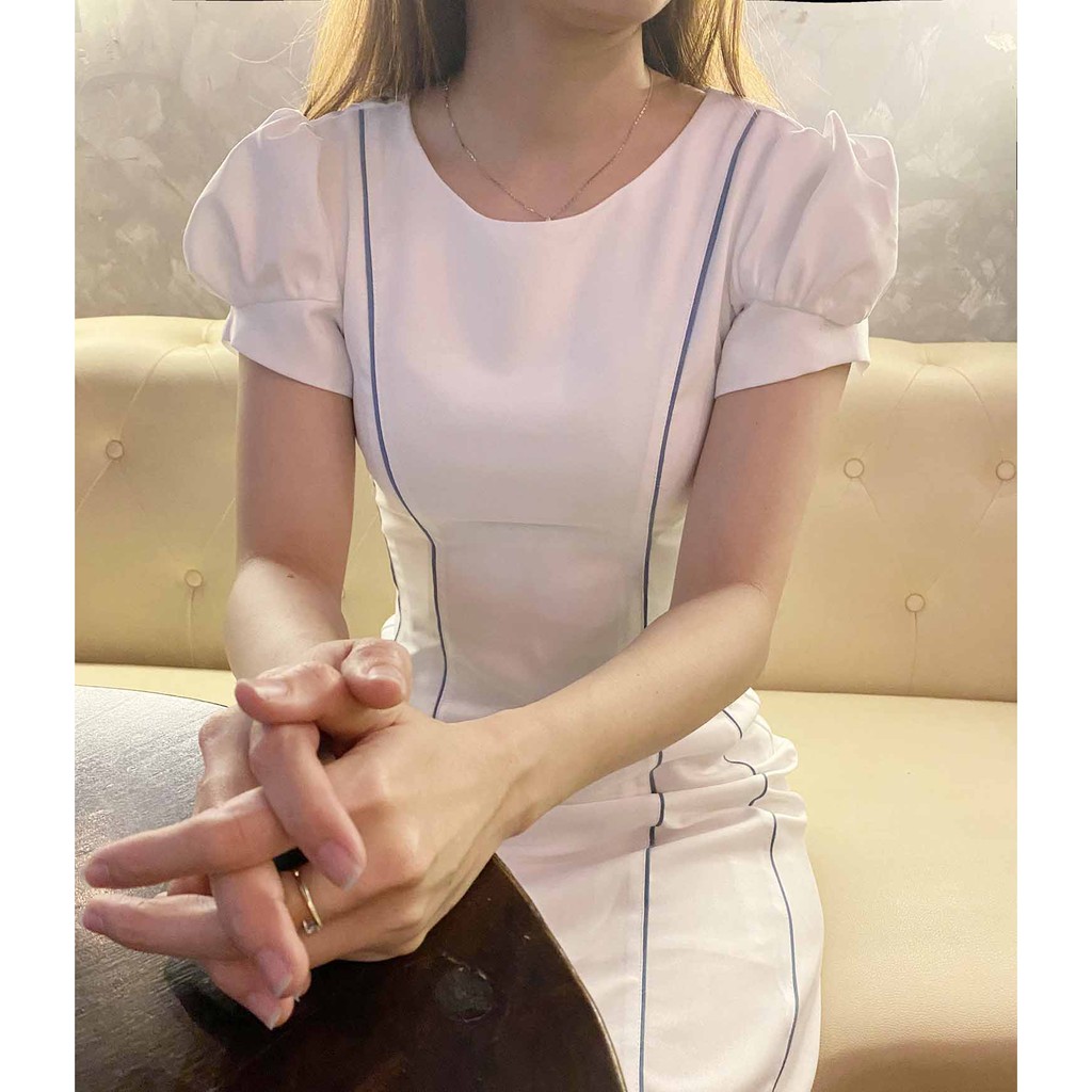 Đầm trắng dự tiệc nữ thiết kế chữ a tay ngắn thời trang nữ công sở đi tiệc đi làm cao cấp sang trọng may 2 lớp - Lux W | BigBuy360 - bigbuy360.vn