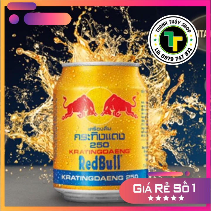 Combo 06 lon - Nước tăng lực bò cụng Redbull chính hiệu nhập khẩu từ Thái Lan loại 250ml