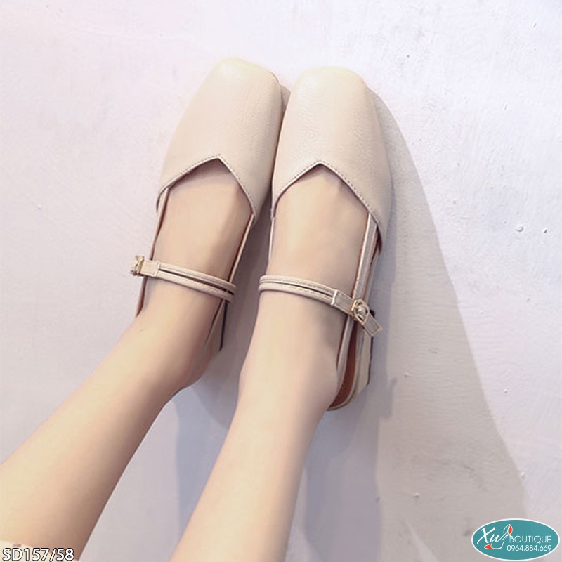 Giày Sandal Nữ Jieyida Bít Mũi Hàn Quốc Cá Tính Gót Vuông Cao 3P - Chất Da Mờ Đẹp (Có video thật) SD157