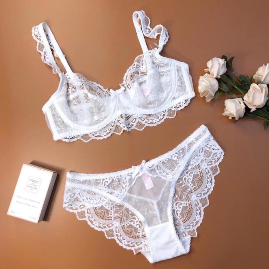 Bộ đồ lót B020 Mand ren hoa nhí có gọng ren không mút - BL