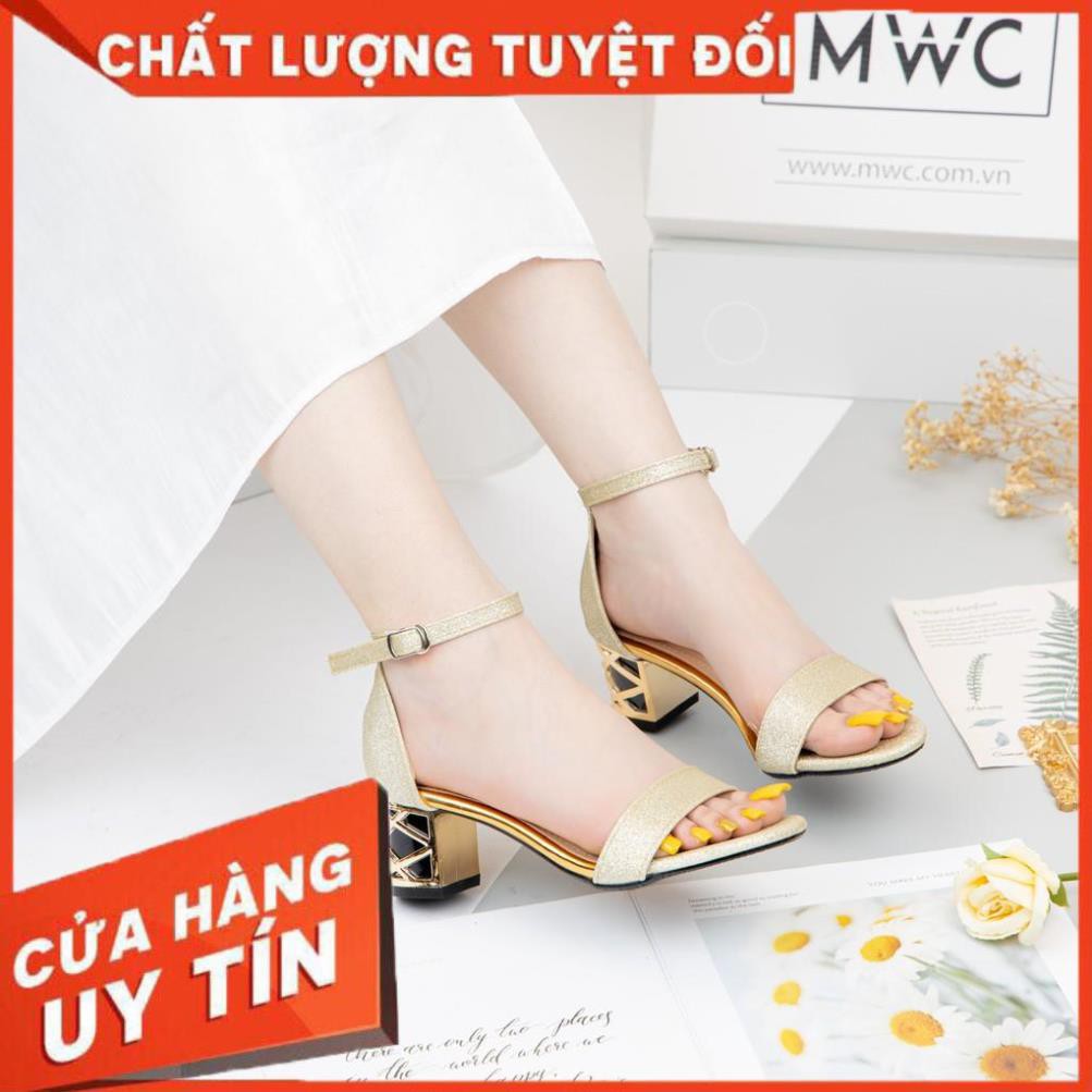 🌈FREESHIP🌈 Giày cao gót quai ngang đế vuông cách điệu MWC NUCG-4128