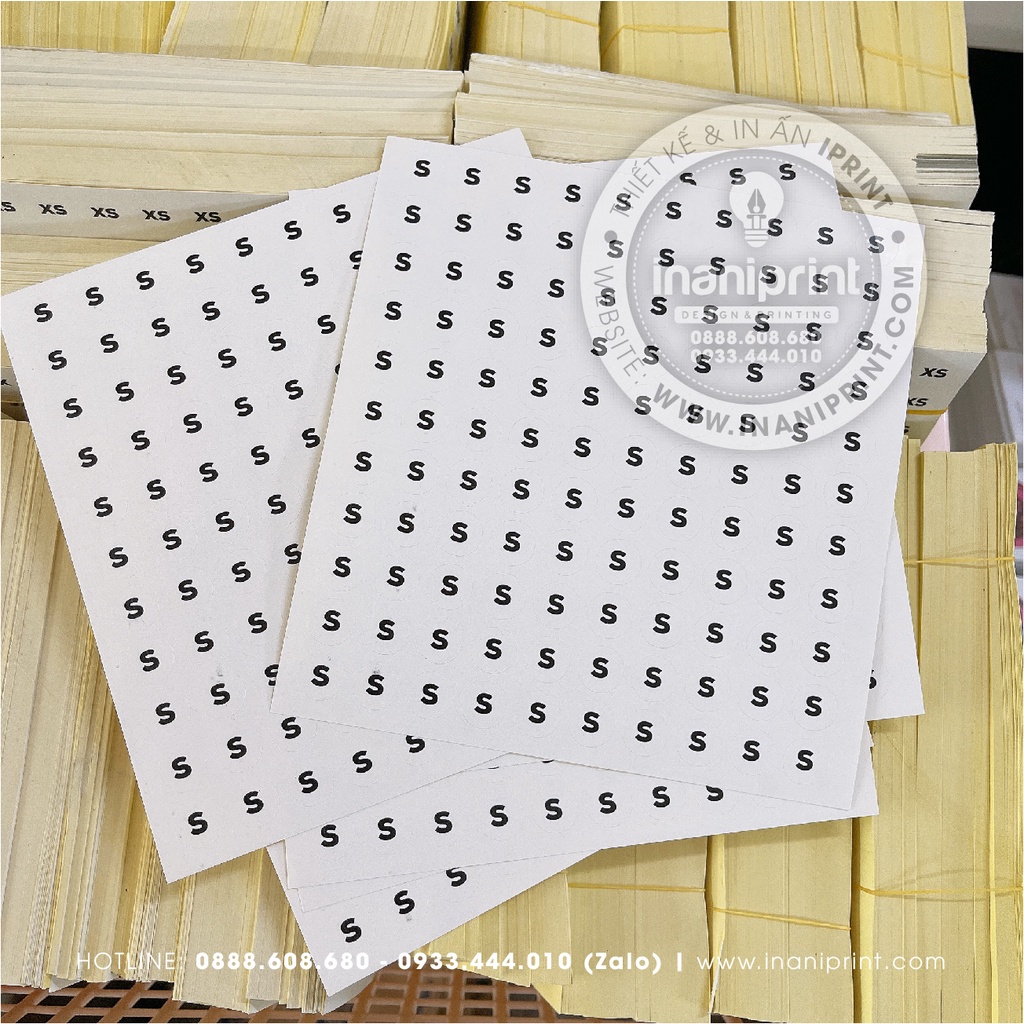 Tem Size, Decal Dán Size Quần Áo - Tem Dán Số Quần Áo, Giày Dép
