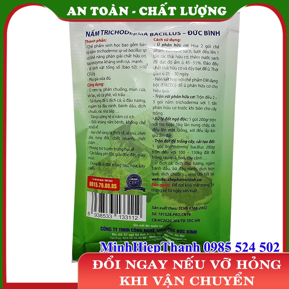 Chế phẩm men vi sinh nấm đối kháng trichoderma bacillus Đức Bình 200gr