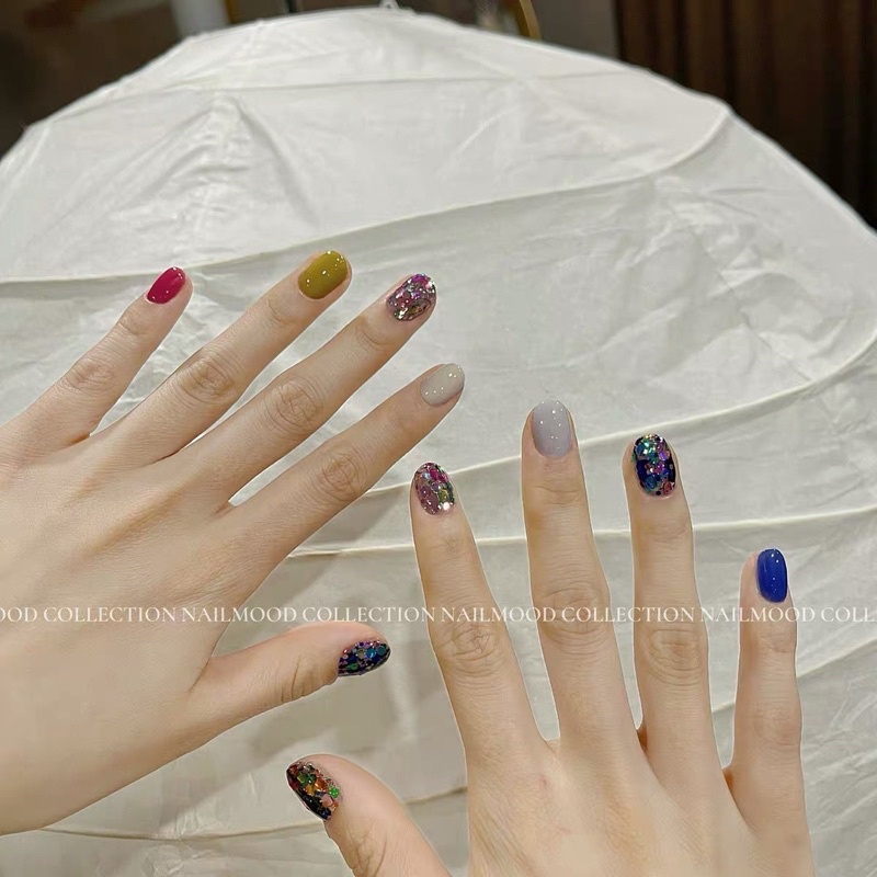 Set nhũ nail màu hot trend 2021 - trang trí nail đẹp