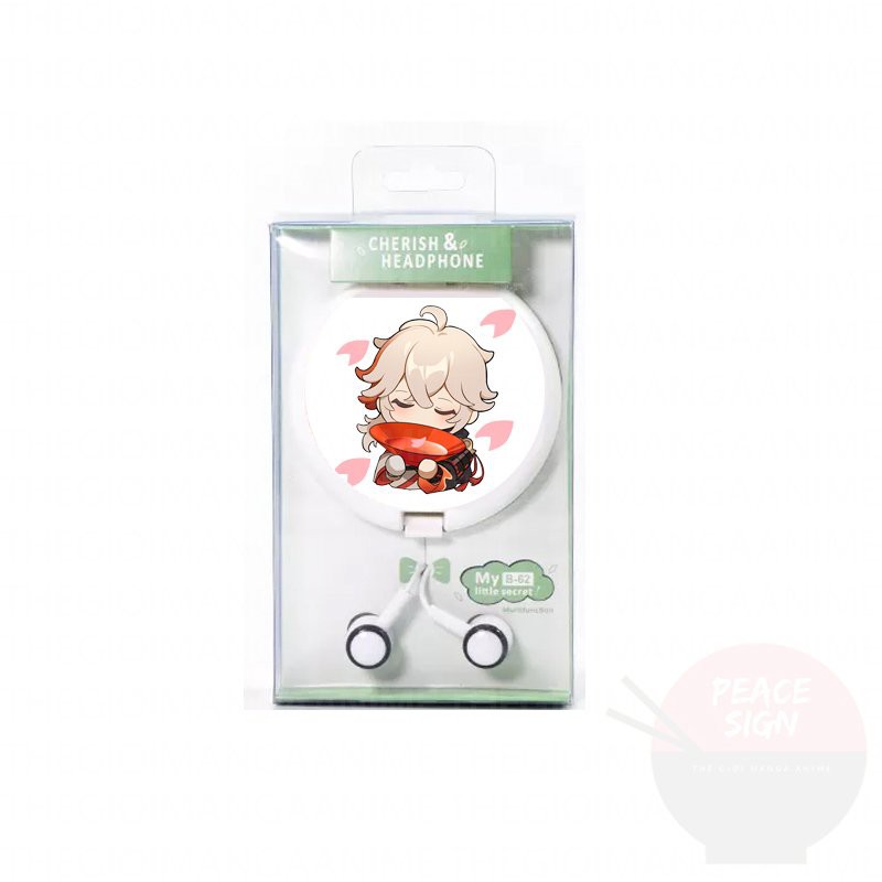 Tai nghe hộp tròn in hình nhân vật KAZUHA Genshin Impact game chibi anime xinh xắn tiện lợi