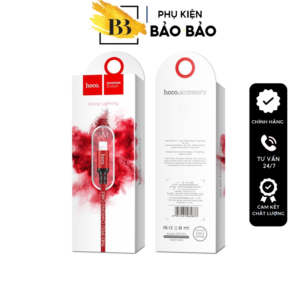 Cáp Sạc Hoco X14 1M 2M Cho Điện Thoại Thông Minh dành cho 6S->13PM