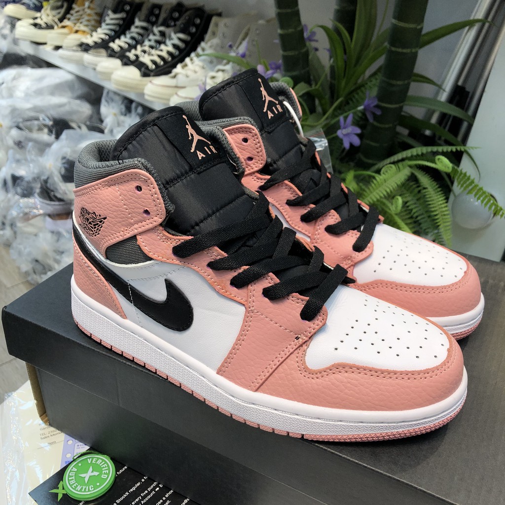 GIÀY THỂ THAO SNEAKER JD1 HIGH HỒNG CAM VẠCH ĐEN NỮ [FULLBOX] Giày Thể Thao Cao Cổ Hot Trend