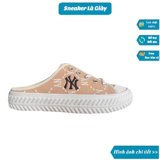 Giày đạp gót MLB NY, Sục MLB thêu chữ NY quảng châu 2 màu đen , nâu sezi 35_40-lila