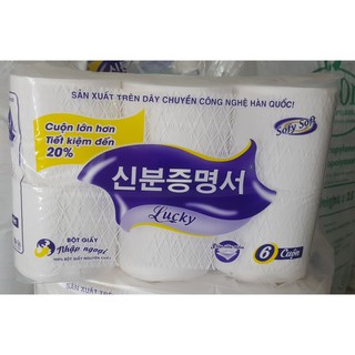 GIẤY CUỘN lucky 1 LỐC/ 6 CUỘN KHÔNG LÕI