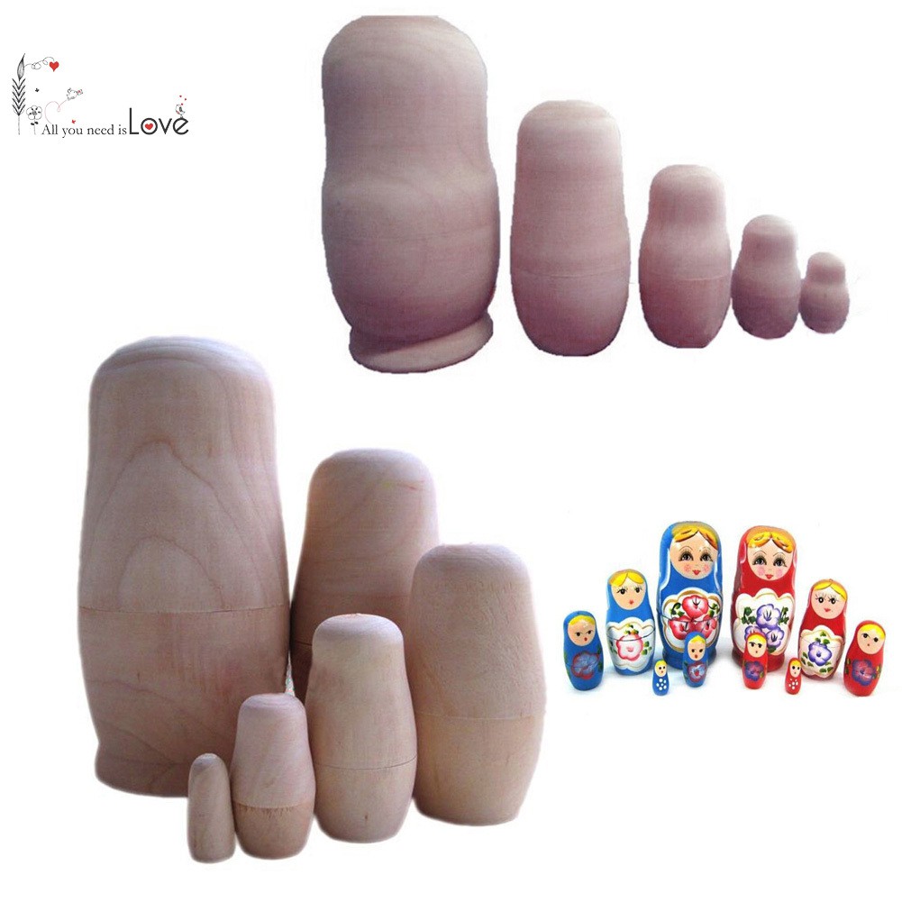 Bộ 6 / 5 Búp Bê Nga Matryoshka Bằng Gỗ Chưa Sơn