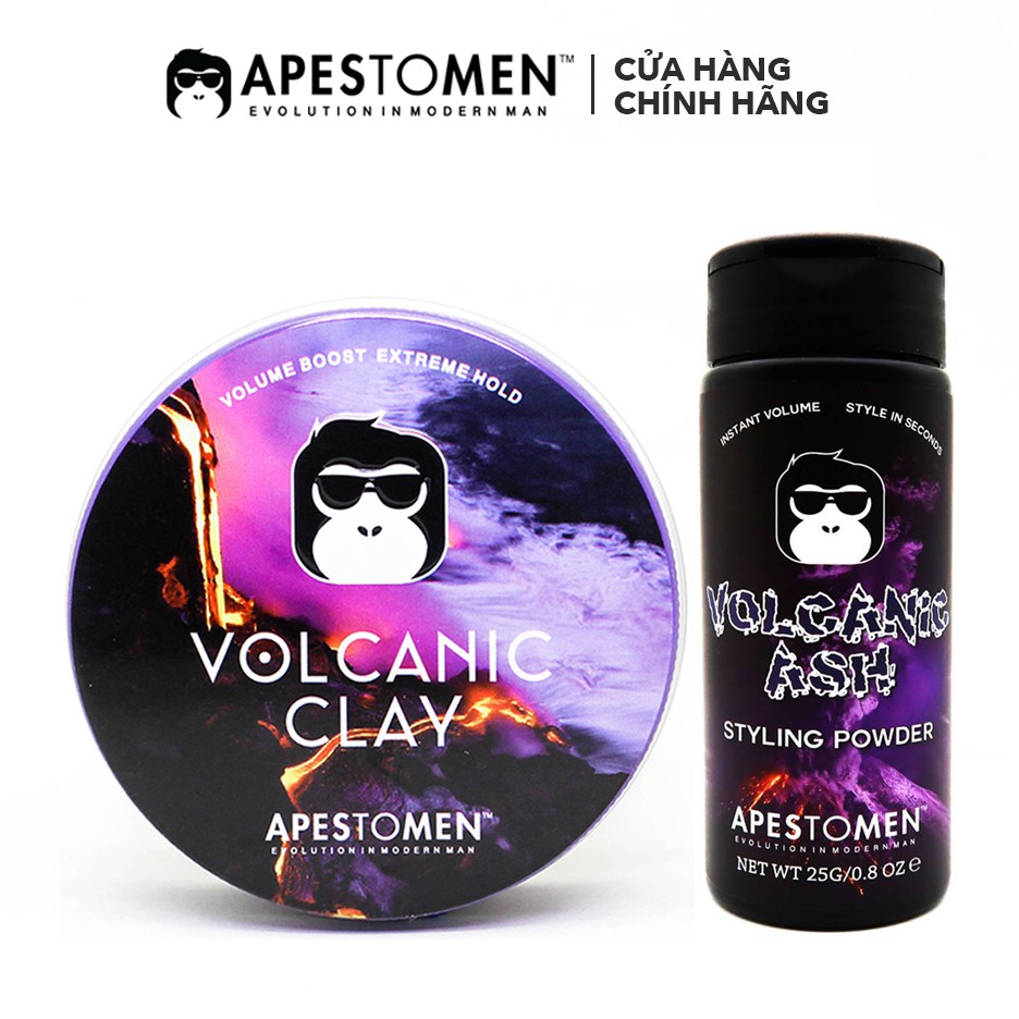 Combo Sáp Apestomen Volcanic Clay 80g và Bột Tạo Phồng Tóc Volcanic Ash Styling Powder 25g