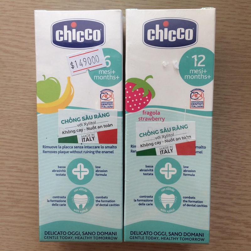 Kem đánh răng Chicco hương chuối táo 6M+