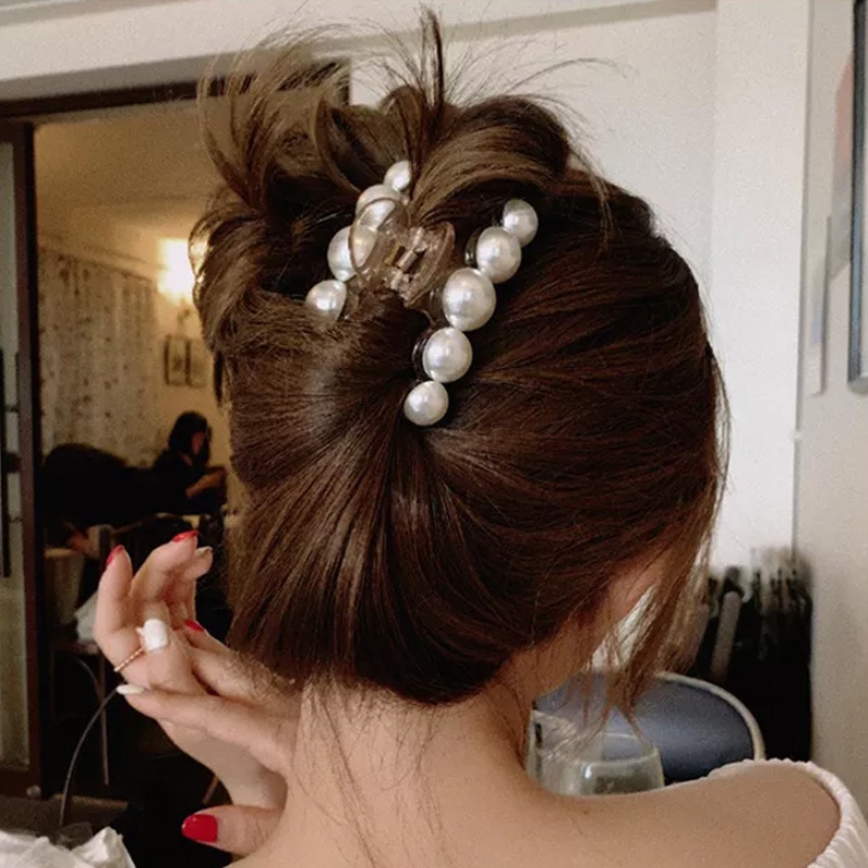 Kẹp tóc ngọc trai Kẹp Tóc Hình Cá Mập Lớn Đính Ngọc Trai Nhân Tạo Phong Cách Hàn Quốc Thời Trang Cho Nữ