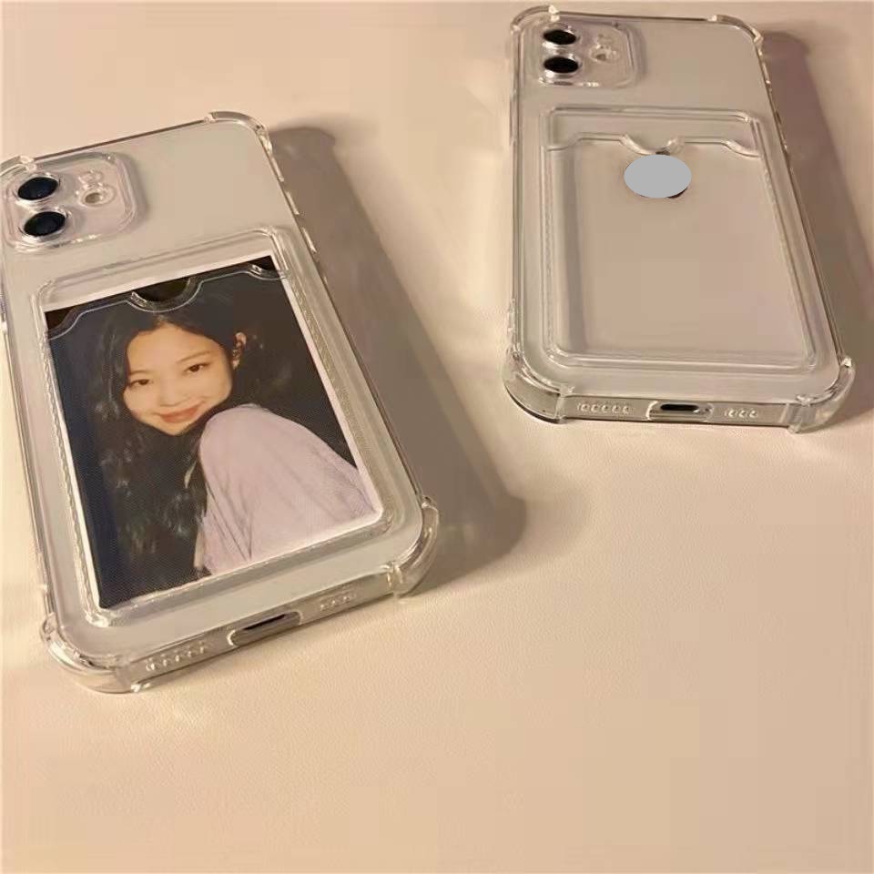 Ốp lưng TPU Mềm Trong Suốt Có Ngăn Đựng Thẻ Dành Cho iPhone 13 11 12 Pro Max XS Max XR X 7 8 Plus 13 Pro Max