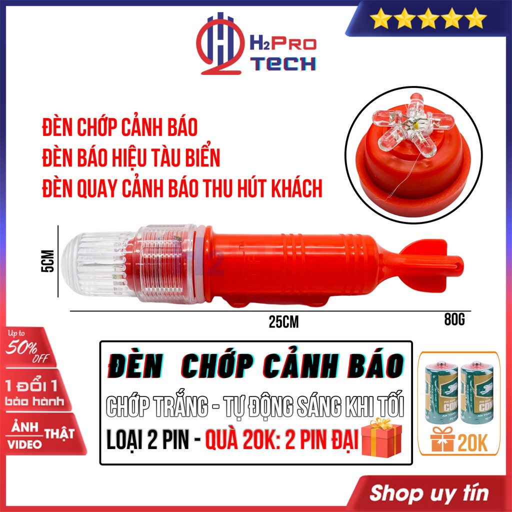 Đèn Chớp Cảnh Báo, Đèn Báo Hiệu Tàu Biển H2pro Chớp Trắng Cao Cấp, Thu Hút Khách Hàng (Tặng Pin Đại)-H2Pro Tech