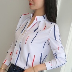 Áo Sơ Mi Tay Dài Dáng Ôm Họa Tiết Kẻ Sọc Thời Trang Công Sở Mới Cho Nữ