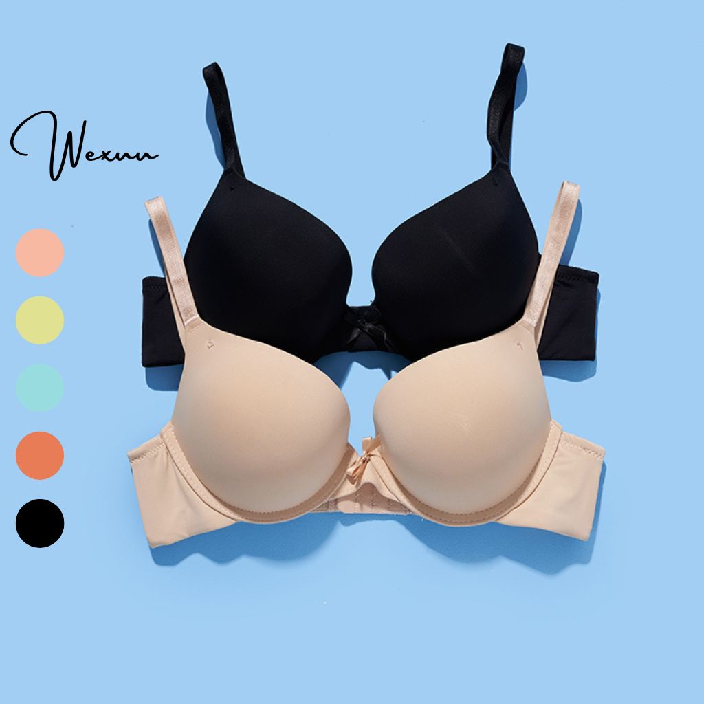 Áo lót nữ đúc su đệm vừa có gọng Wexuu Design đệm kép viền lượn phối nơ ôm và nâng đẩy ngực - AV30