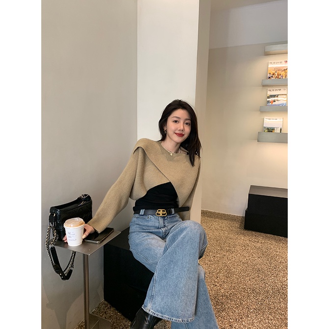 Áo Sweater Dệt Kim Tay Dài Dáng Rộng Thiết Kế Mới Thời Trang Mùa Thu Dành Cho Nữ