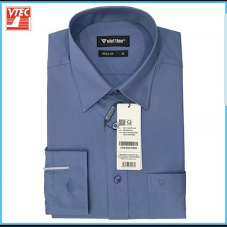 Aó sơ mi nam dài tay Việt Tiến màu XANH NHỚT - PETRO chính hãng , cao cấp – form suông  REGULAR- tà bầu . SHOP HỨA