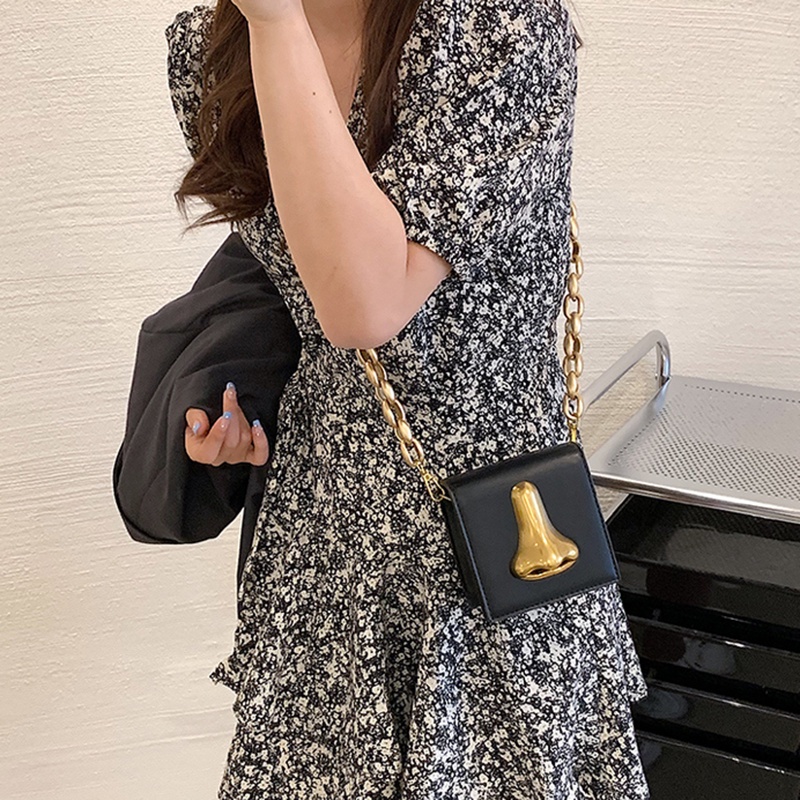 IELGY Túi Đeo Vai Hình Vuông Cỡ Nhỏ Phối Dây Xích Thời Trang Cho Nữ