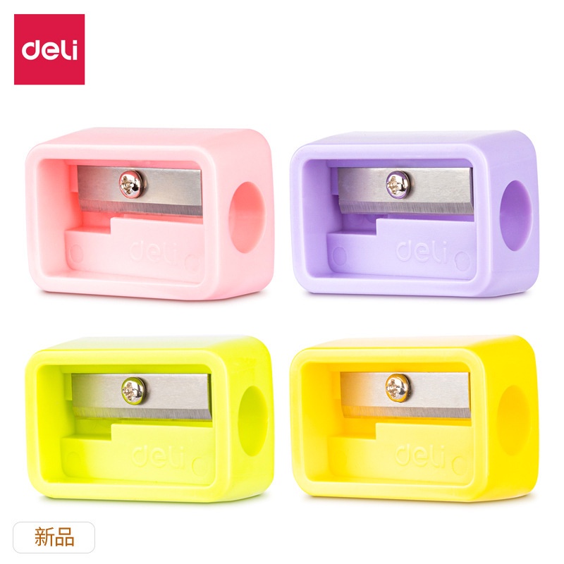 Gọt bút chì mini Deli - Xanh lá/TÍm/Hồng/Vàng - Combo 5 chiếc màu ngẫu nhiên - 68662