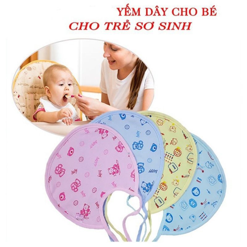 5 Chiếc Yếm Tròn Fusi Buộc Dây Chống Thấm, Cotton Cho Bé YD